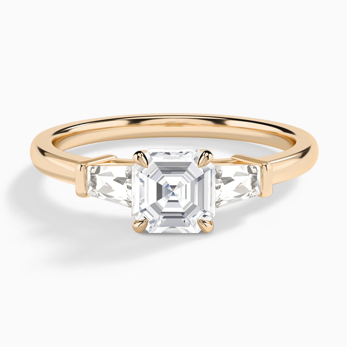 Asscher Thora Three Stone Lab Diamond Engagement Ring In 14K Rose Gold - Lucenjuri