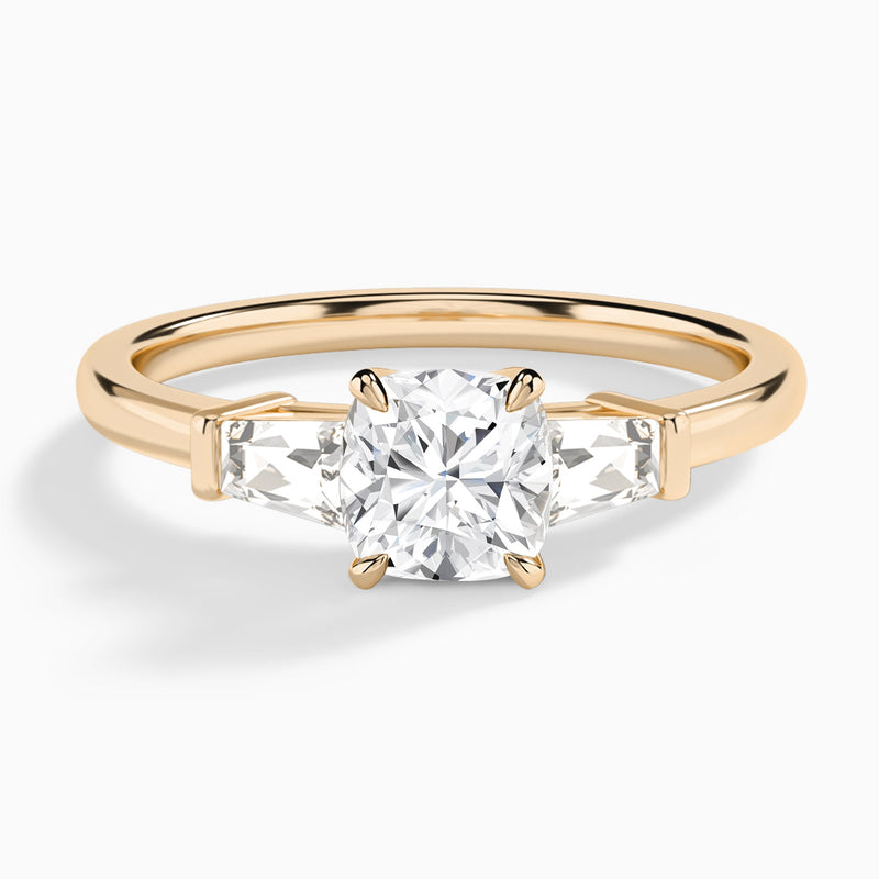 Cushion Thora Three Stone Lab Diamond Engagement Ring In 14K Rose Gold - Lucenjuri