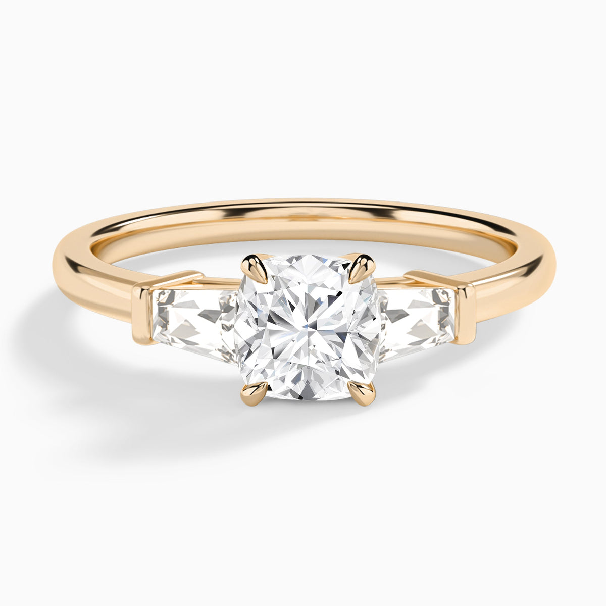 Cushion Thora Three Stone Lab Diamond Engagement Ring In 14K Rose Gold - Lucenjuri