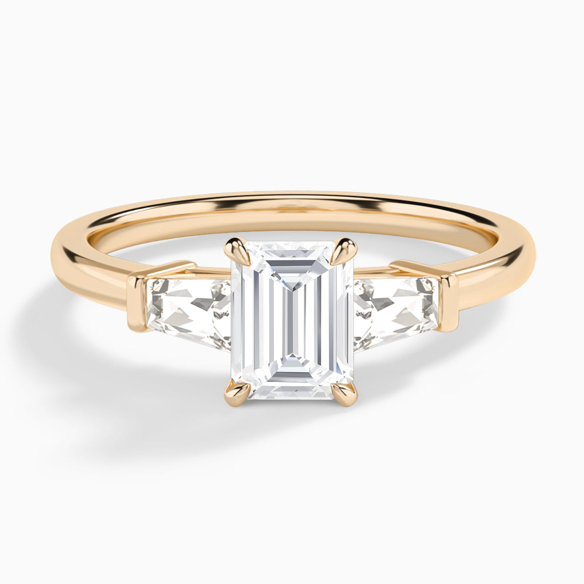 Emerald Thora Three Stone Lab Diamond Engagement Ring In 14K Rose Gold - Lucenjuri
