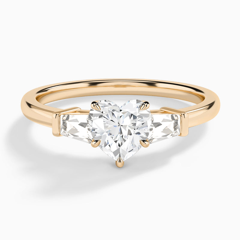 Heart Thora Three Stone Lab Diamond Engagement Ring In 14K Rose Gold - Lucenjuri