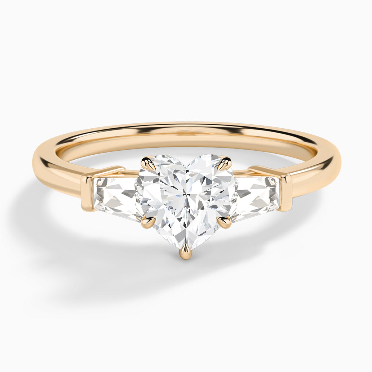 Heart Thora Three Stone Lab Diamond Engagement Ring In 14K Rose Gold - Lucenjuri