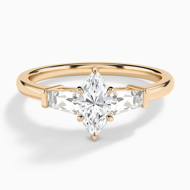 Marquise Thora Three Stone Lab Diamond Engagement Ring In 14K Rose Gold - Lucenjuri