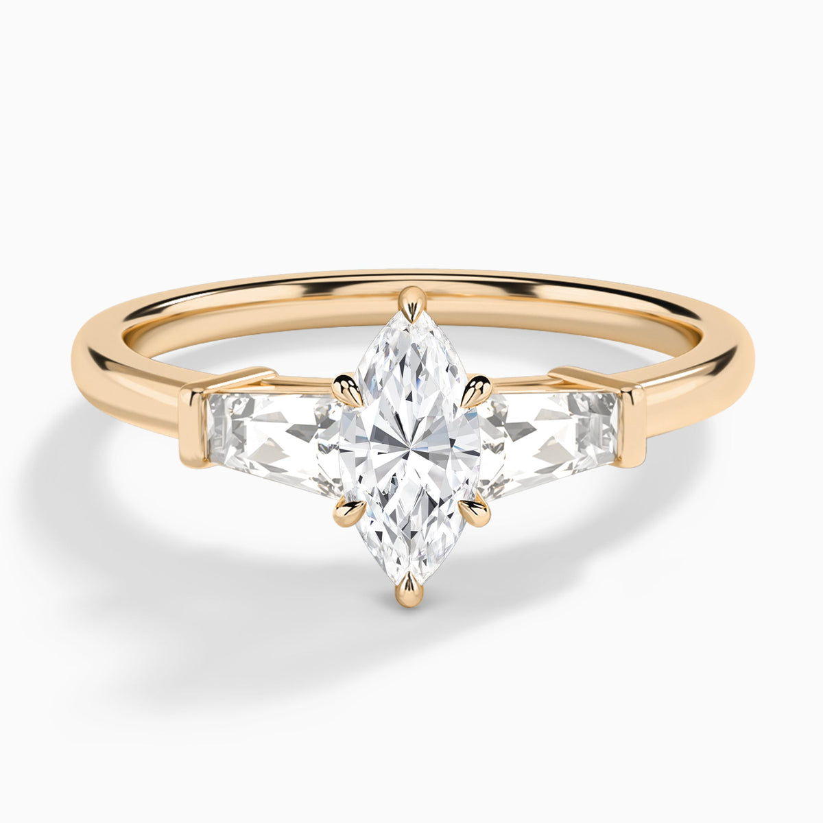Marquise Thora Three Stone Lab Diamond Engagement Ring In 14K Rose Gold - Lucenjuri