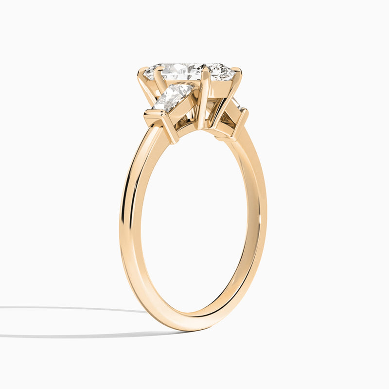 Marquise Thora Three Stone Lab Diamond Engagement Ring In 14K Rose Gold, Angle View