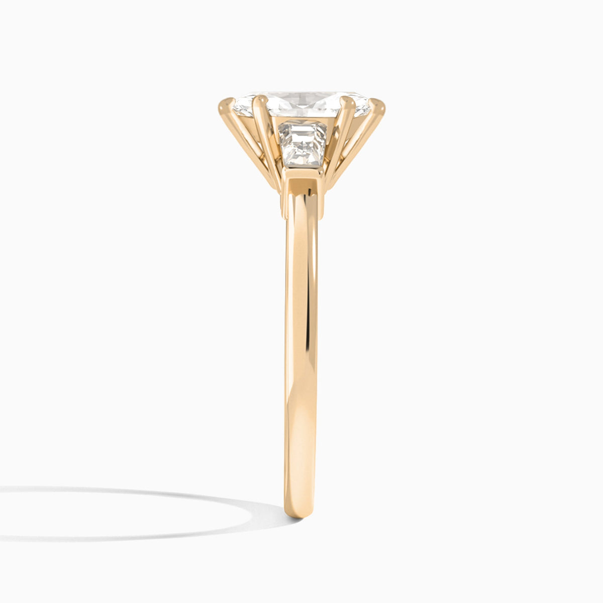 Marquise Thora Three Stone Lab Diamond Engagement Ring In 14K Rose Gold, Side View