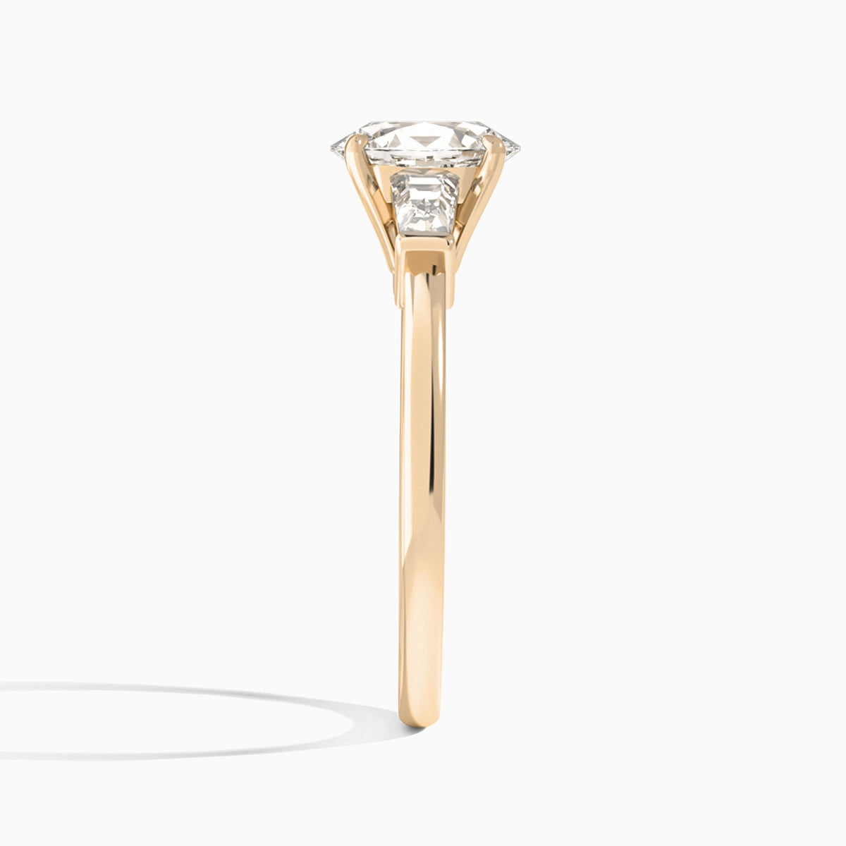 Oval Thora Three Stone Lab Diamond Engagement Ring In 14K Rose Gold, Side View