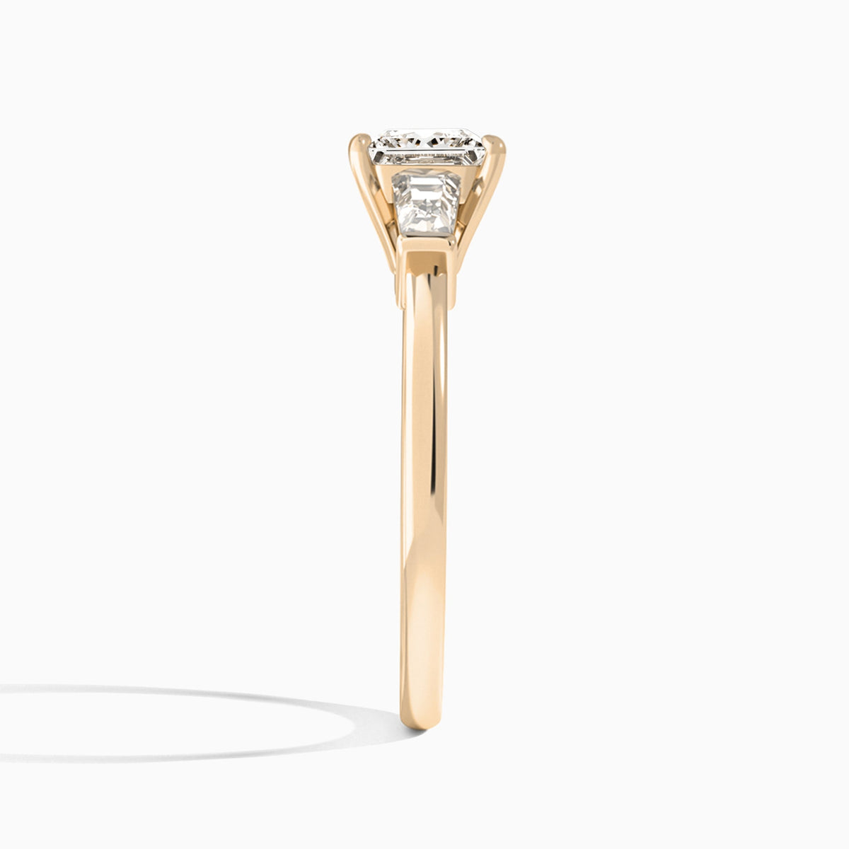 Princess Thora Three Stone Lab Diamond Engagement Ring In 14K Rose Gold, Side View