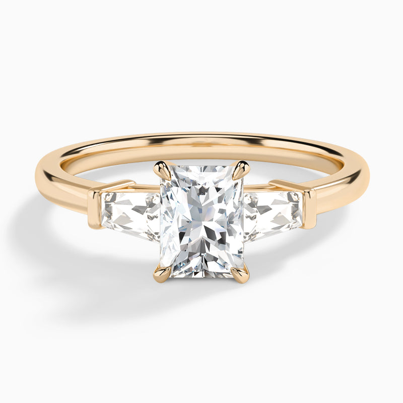 Radiant Thora Three Stone Lab Diamond Engagement Ring In 14K Rose Gold - Lucenjuri