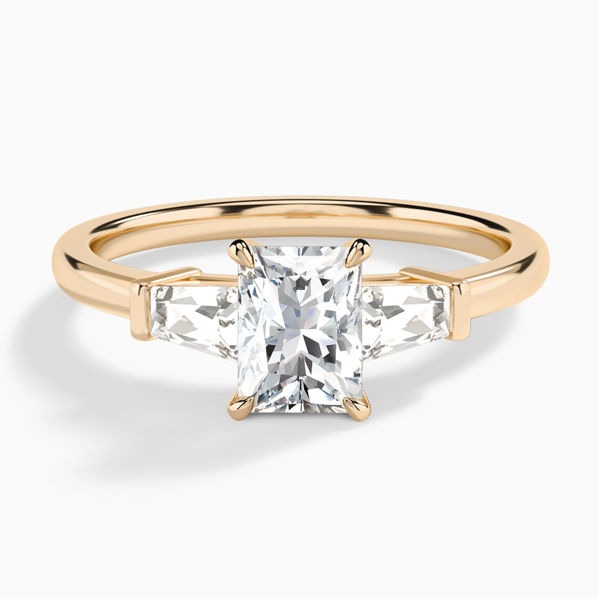 Radiant Thora Three Stone Lab Diamond Engagement Ring In 14K Rose Gold - Lucenjuri