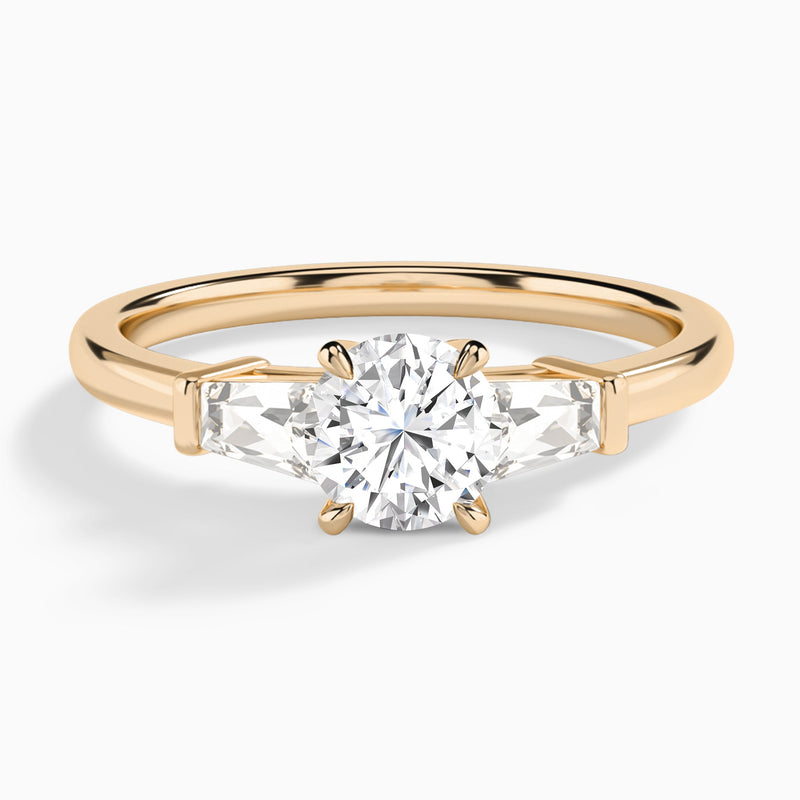 Round Thora Three Stone Lab Diamond Engagement Ring In 14K Rose Gold - Lucenjuri