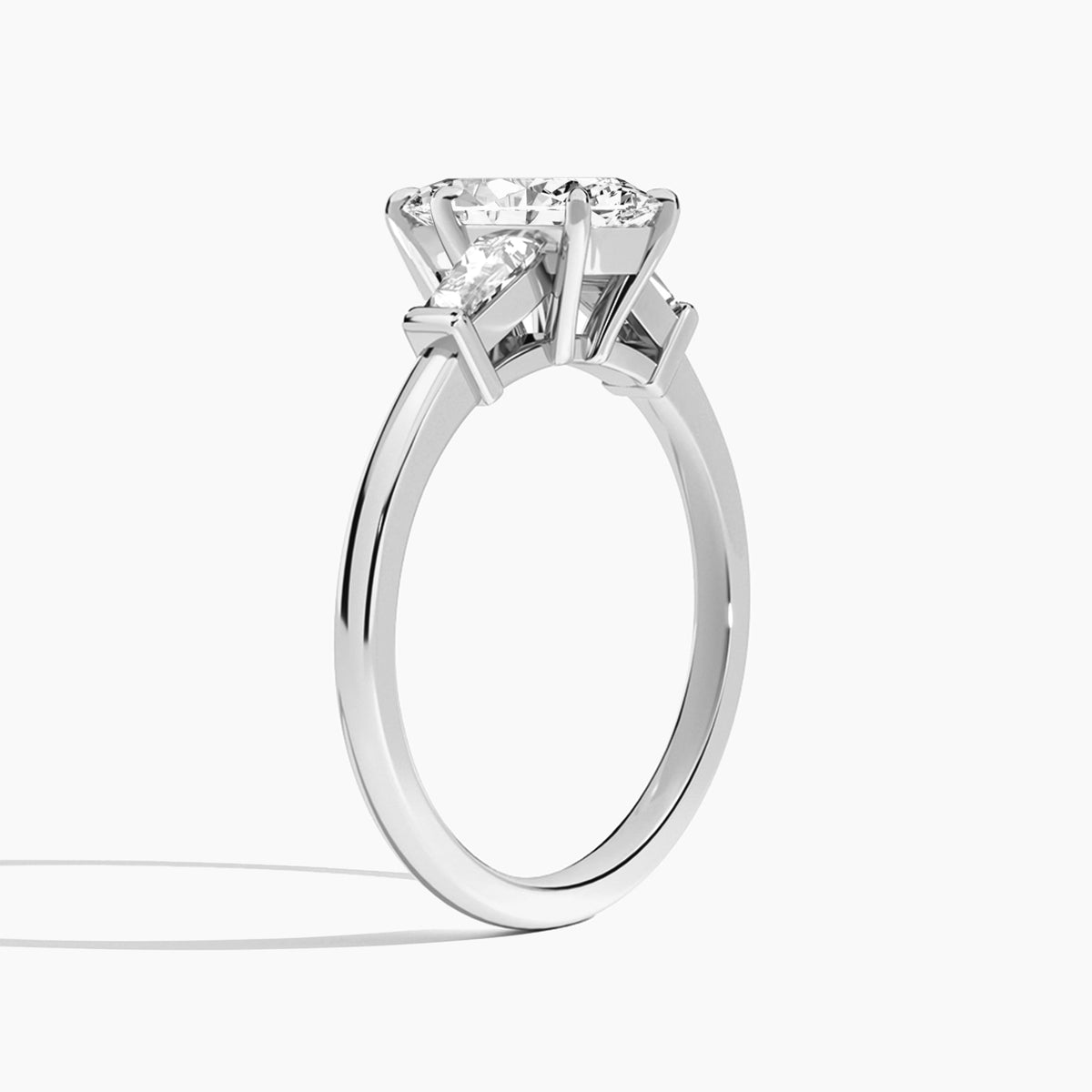 Marquise Thora Three Stone Lab Diamond Engagement Ring In 14K White Gold, Angle View