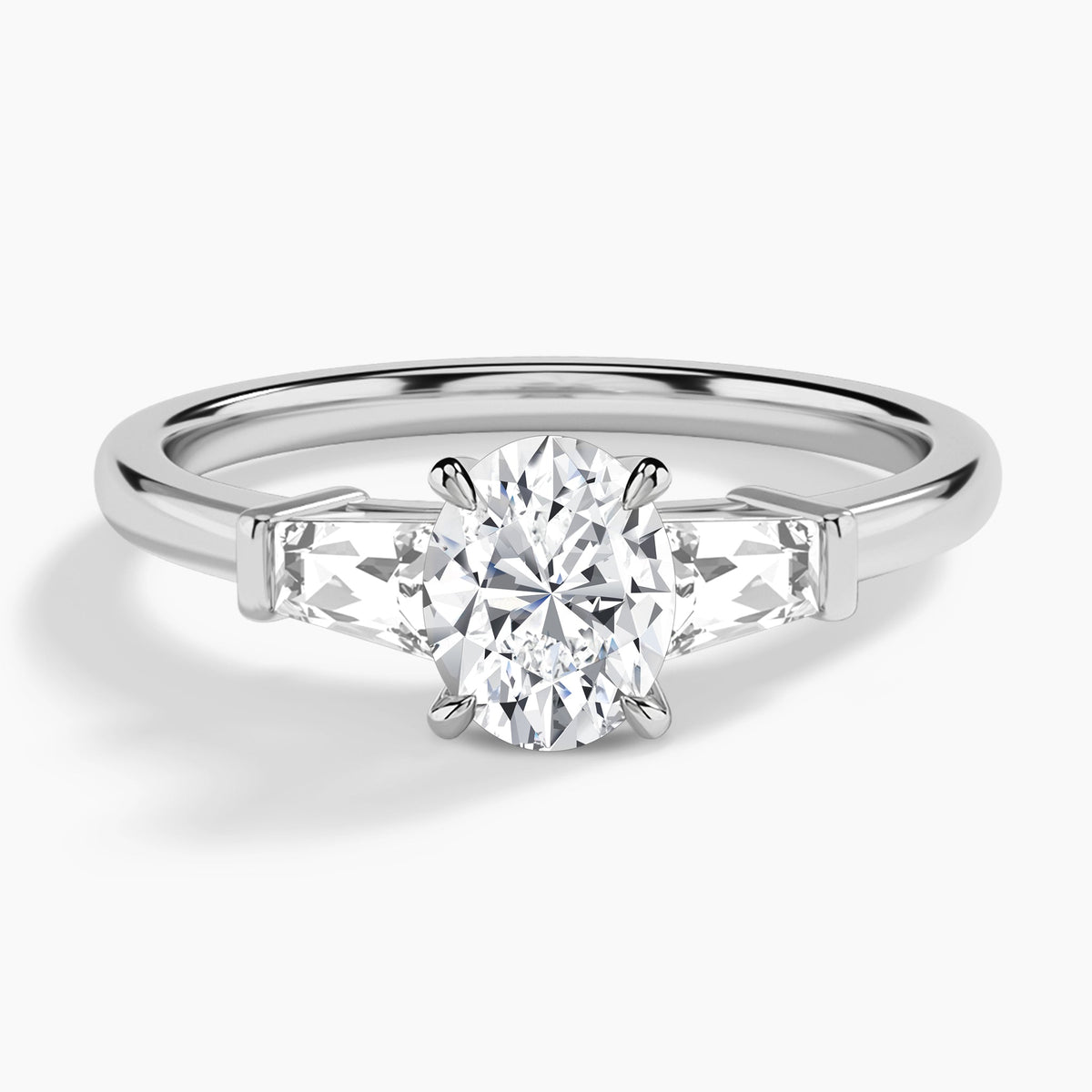 Oval Thora Three Stone Lab Diamond Engagement Ring In 18K White Gold - Lucenjuri