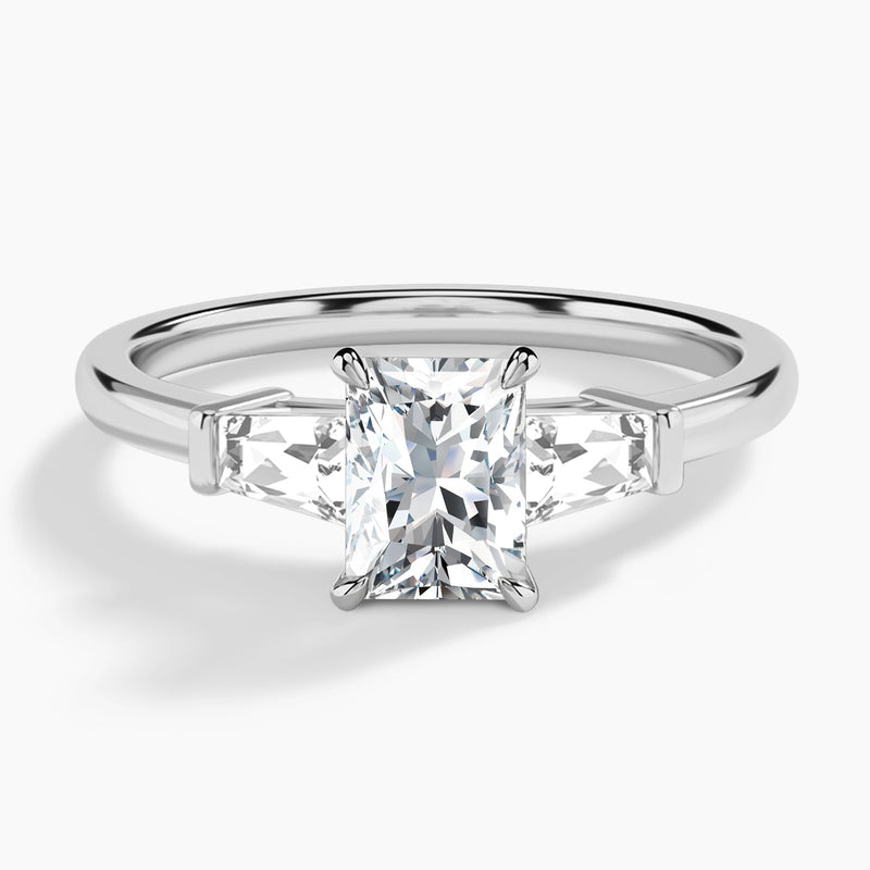 Radiant Thora Three Stone Lab Diamond Engagement Ring In 14K White Gold - Lucenjuri