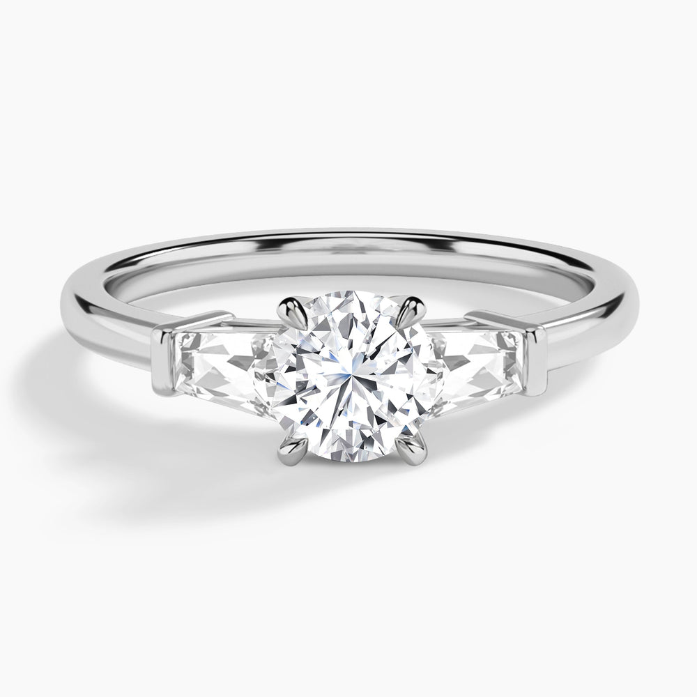 Round Thora Three Stone Lab Diamond Engagement Ring In 14K White Gold - Lucenjuri