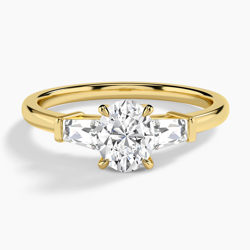 Oval Thora Three Stone Lab Diamond Engagement Ring In 14K Yellow Gold - Lucenjuri