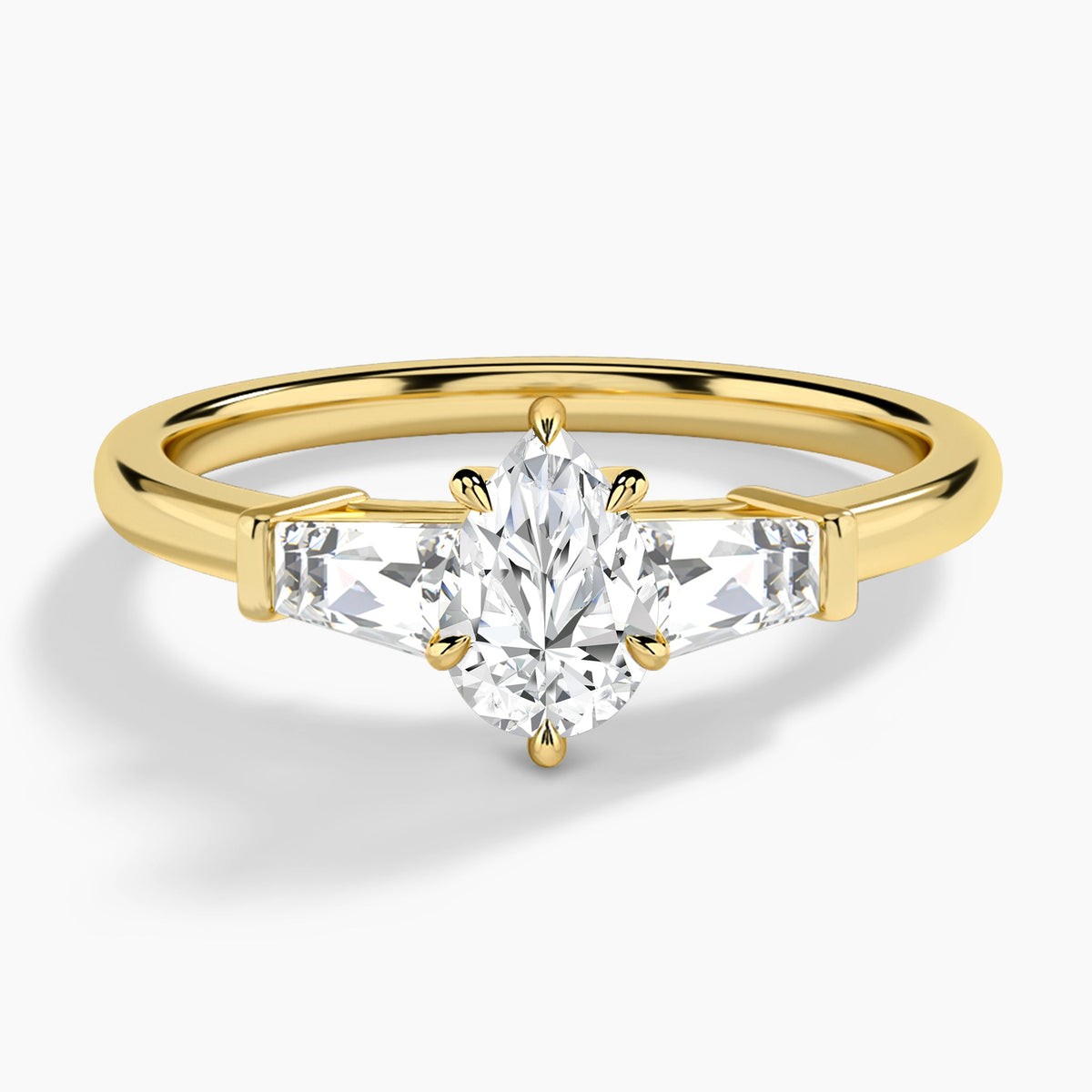 Pear Thora Three Stone Lab Diamond Engagement Ring In 18K Yellow Gold - Lucenjuri