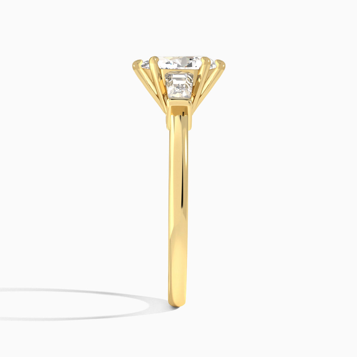 Pear Thora Three Stone Lab Diamond Engagement Ring In 14K Yellow Gold, Side View