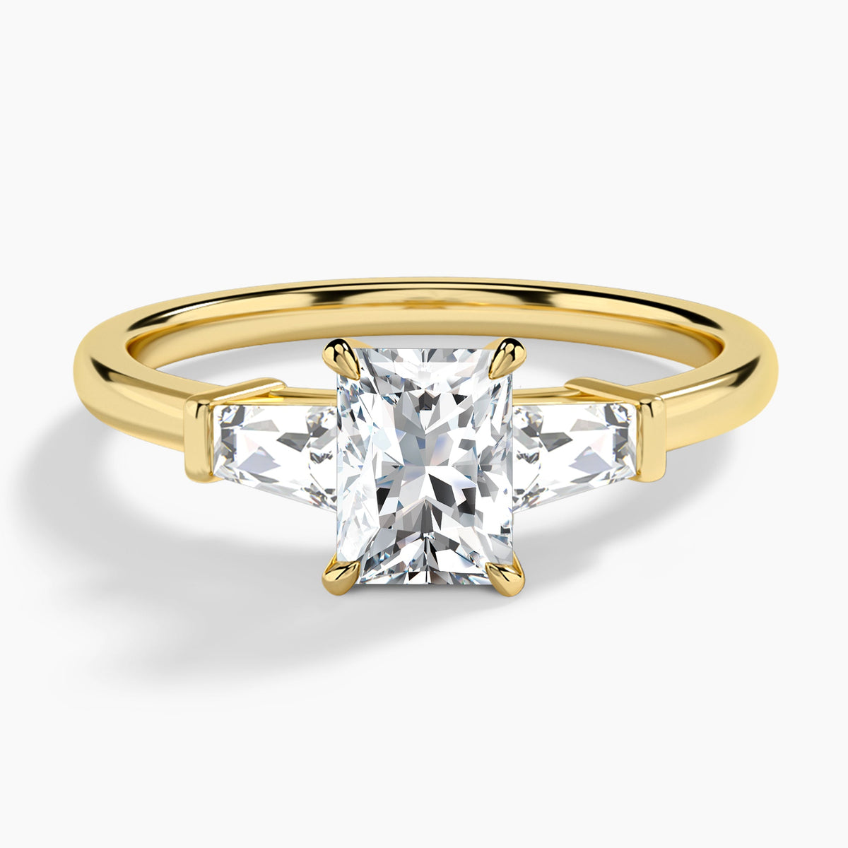 Radiant Thora Three Stone Lab Diamond Engagement Ring In 18K Yellow Gold - Lucenjuri