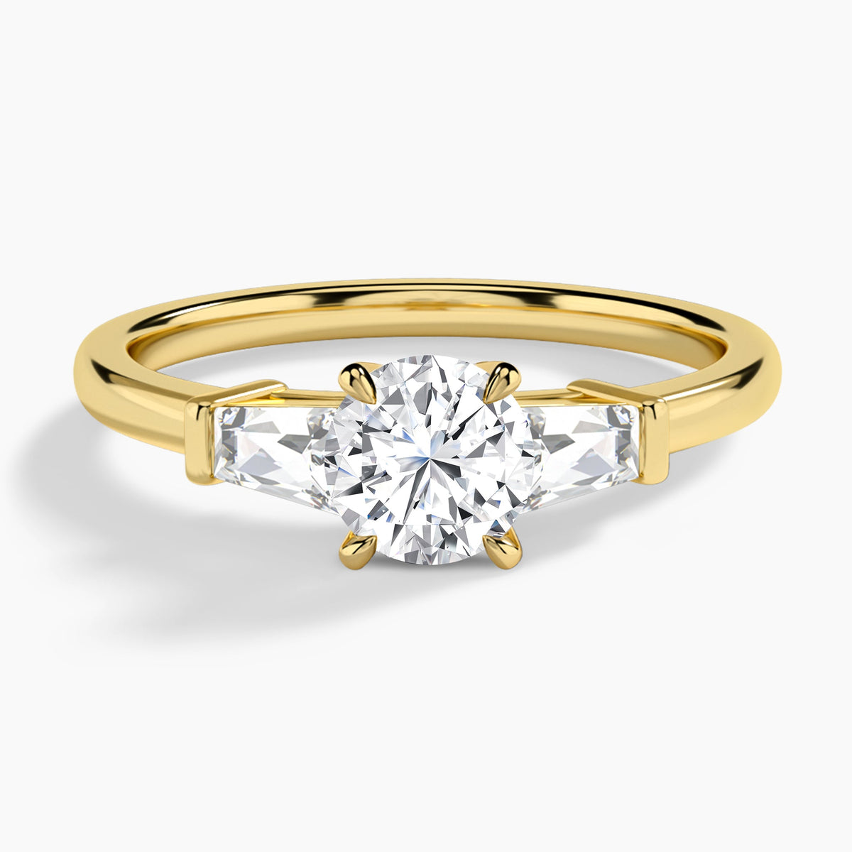 Round Thora Three Stone Lab Diamond Engagement Ring In 14K Yellow Gold - Lucenjuri
