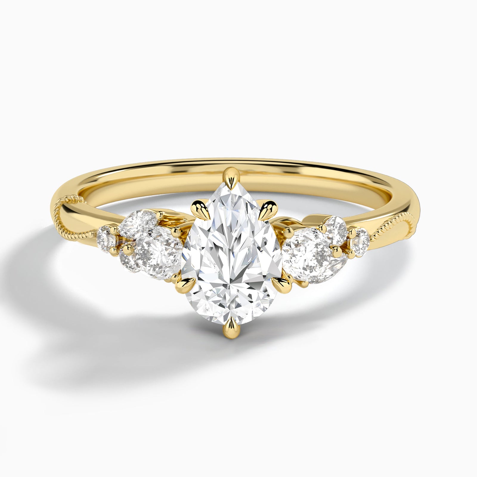 Carnation Three Stone Diamond Engagement Ring