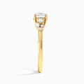 Round Carnation Three Stone Lab Diamond Engagement Ring In 14K Yellow Gold, Side View