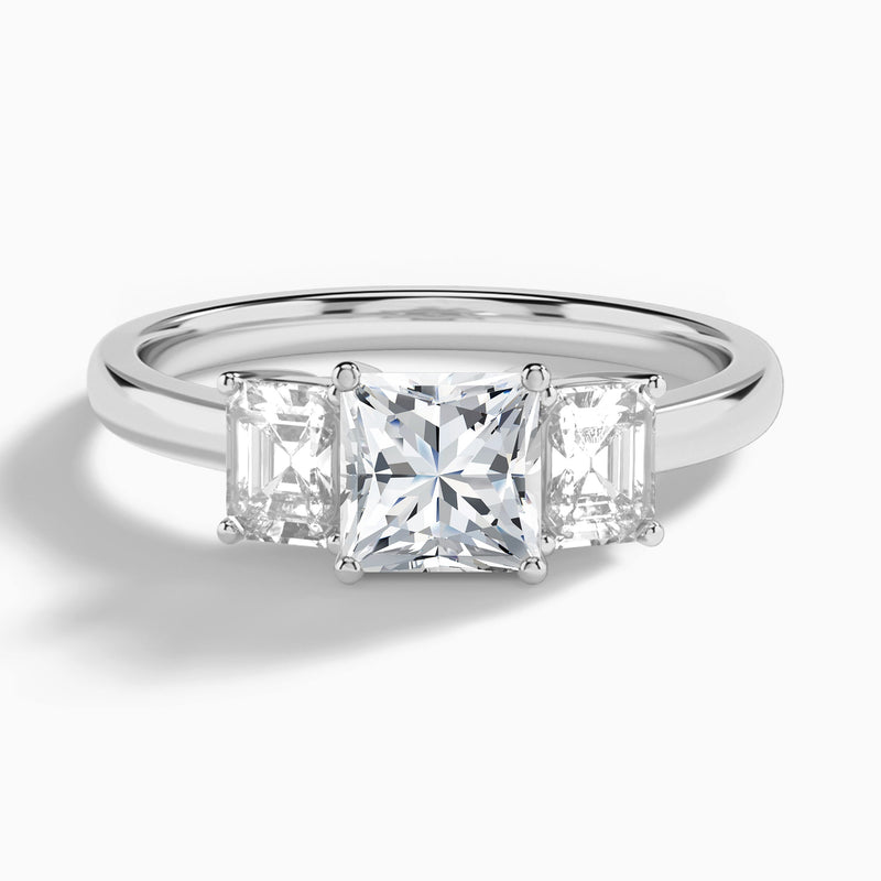 Princess Luxe Hera Three Stone Lab Diamond Engagement Ring In Platinum - Lucenjuri