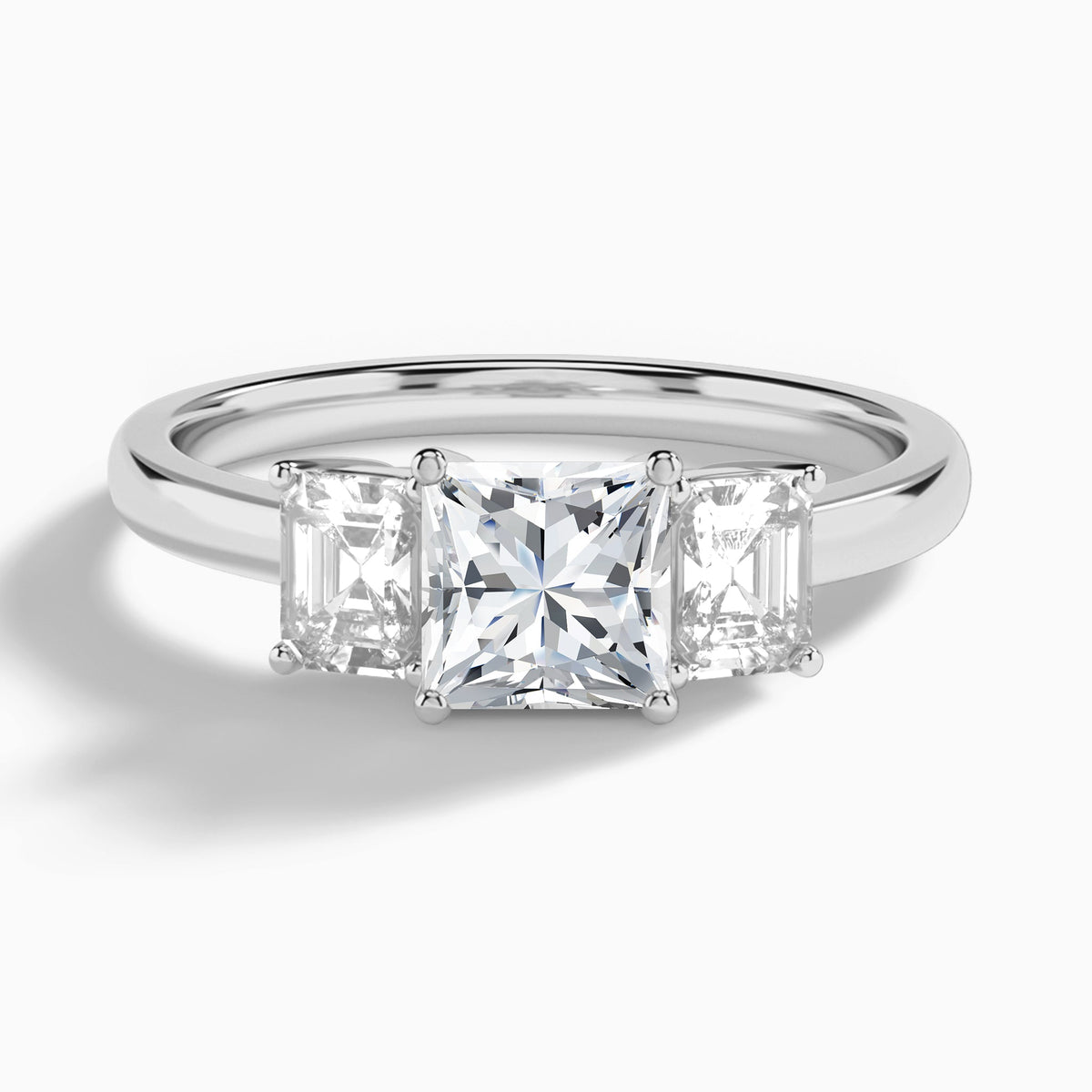Princess Luxe Hera Three Stone Lab Diamond Engagement Ring In Platinum - Lucenjuri