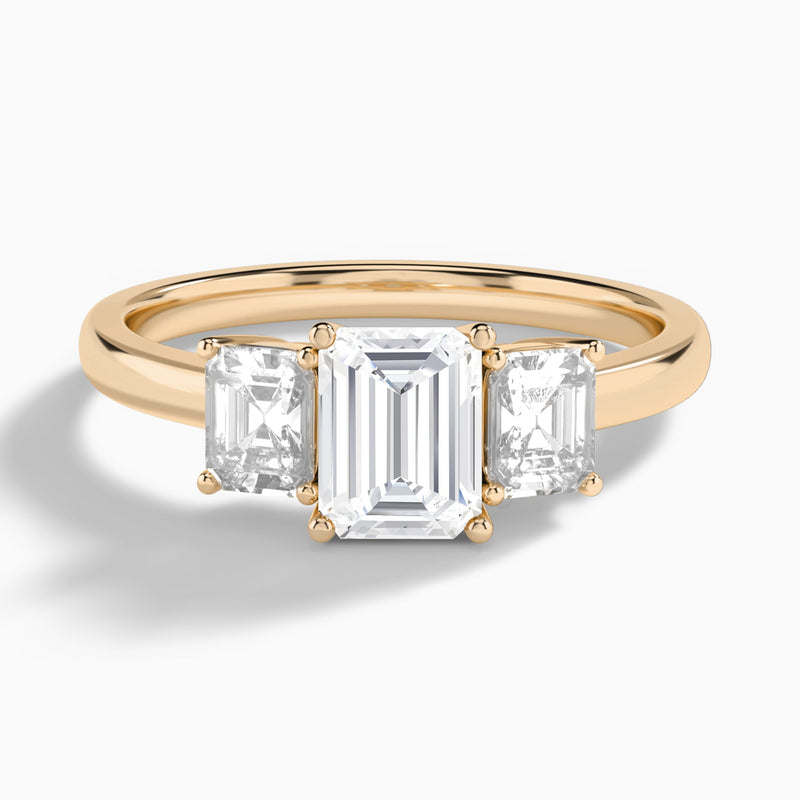 Emerald Luxe Hera Three Stone Lab Diamond Engagement Ring In 14K Rose Gold - Lucenjuri