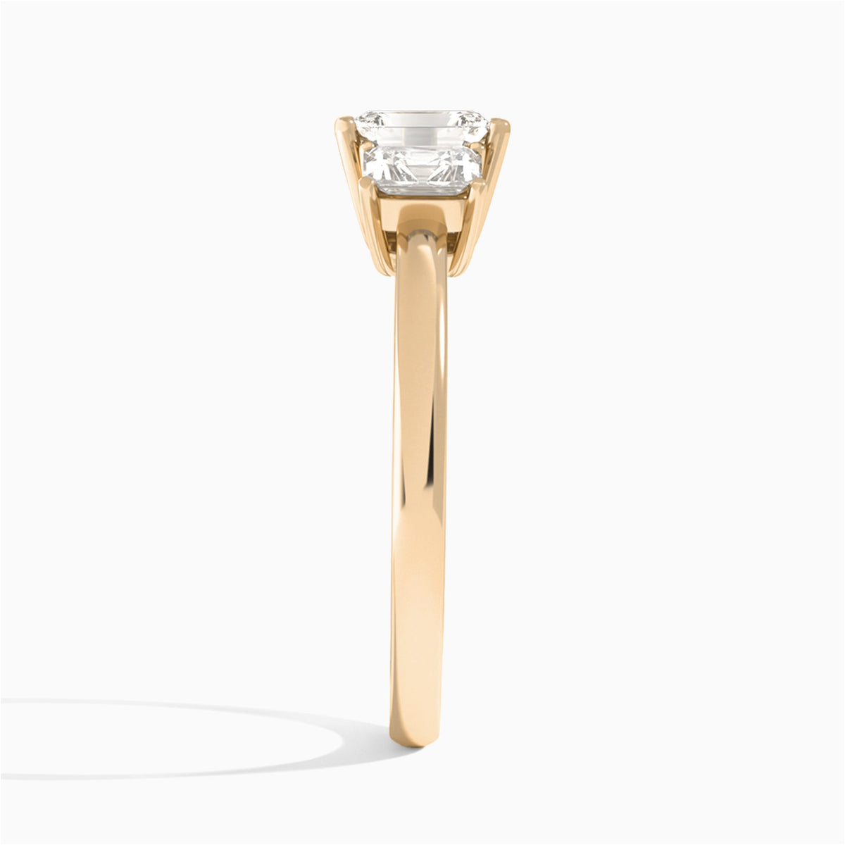 Emerald Luxe Hera Three Stone Lab Diamond Engagement Ring In 14K Rose Gold, Side View