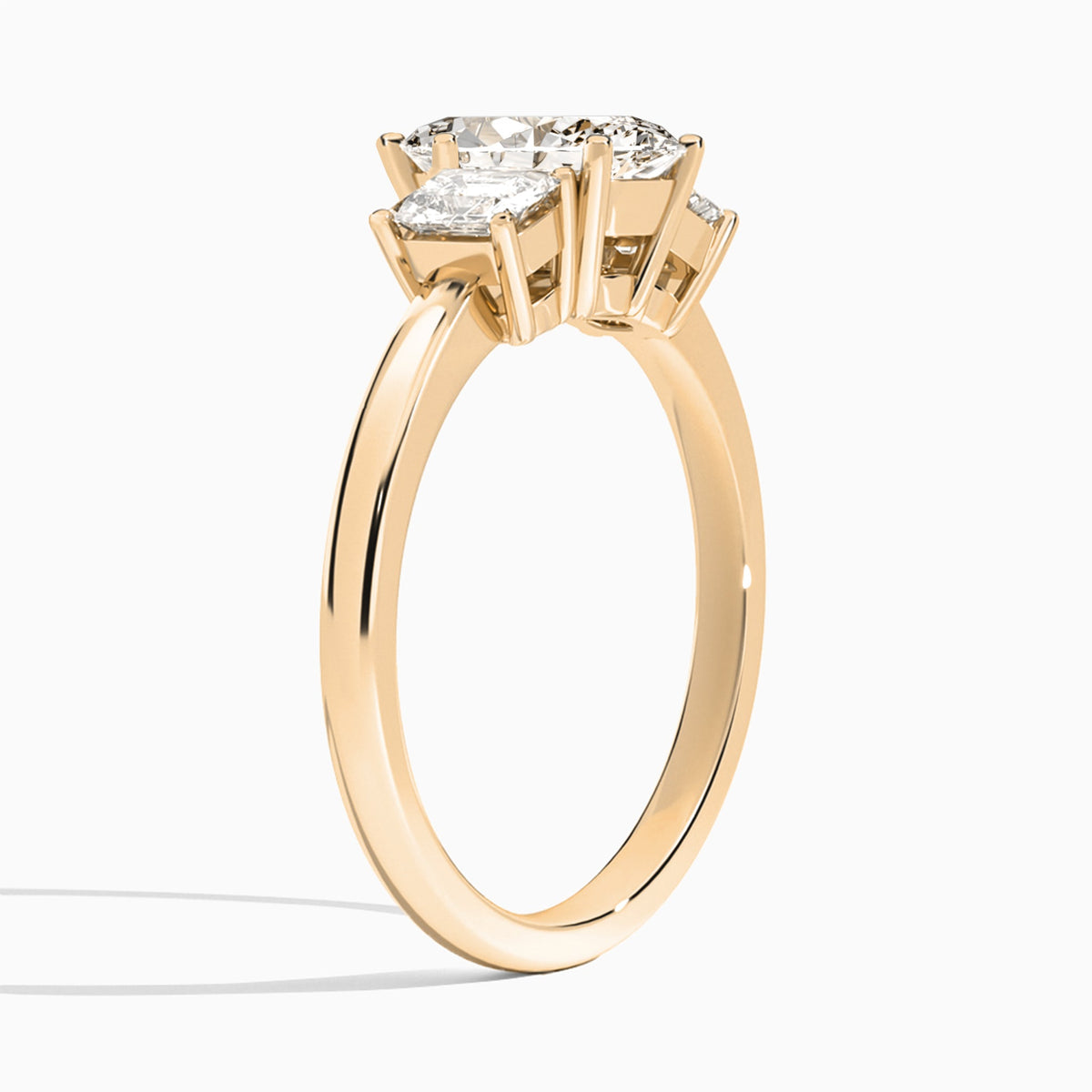 Marquise Luxe Hera Three Stone Lab Diamond Engagement Ring In 14K Rose Gold, Angle View
