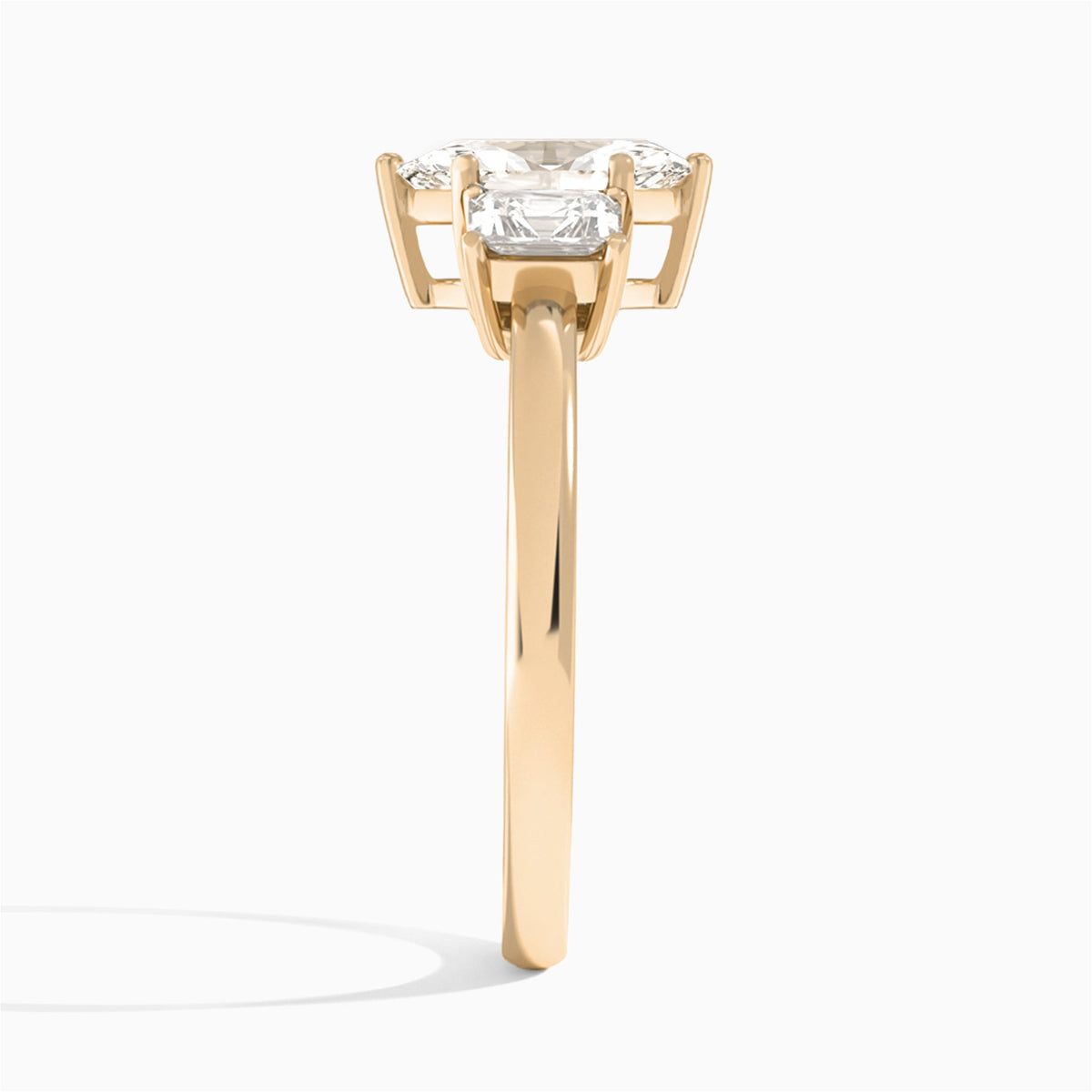 Marquise Luxe Hera Three Stone Lab Diamond Engagement Ring In 14K Rose Gold, Side View