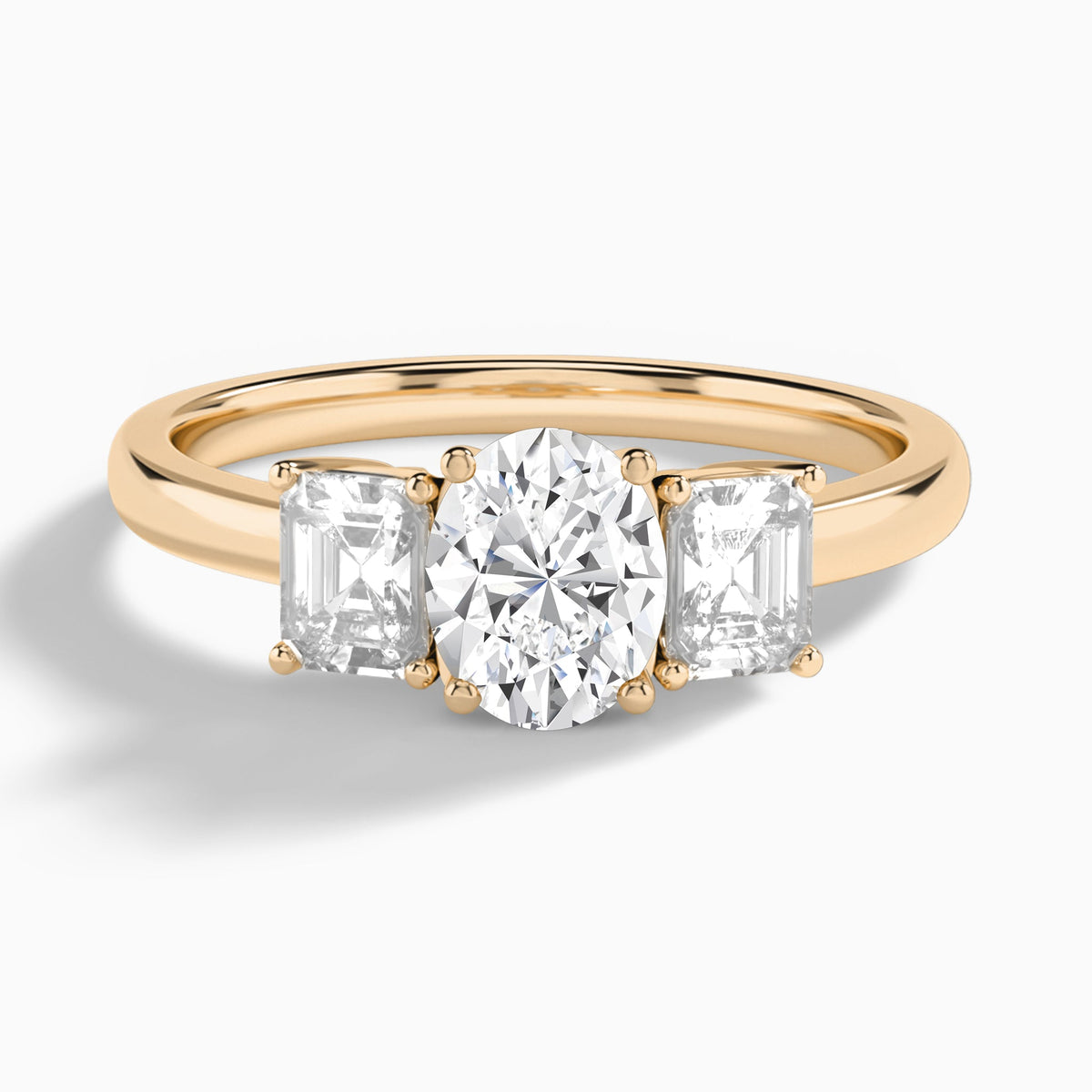 Oval Luxe Hera Three Stone Lab Diamond Engagement Ring In 14K Rose Gold - Lucenjuri