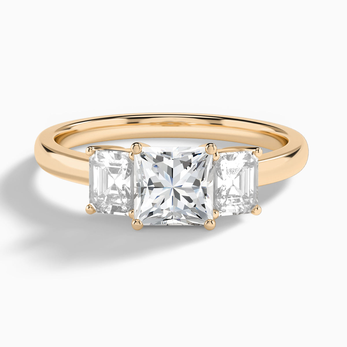 Princess Luxe Hera Three Stone Lab Diamond Engagement Ring In 14K Rose Gold - Lucenjuri