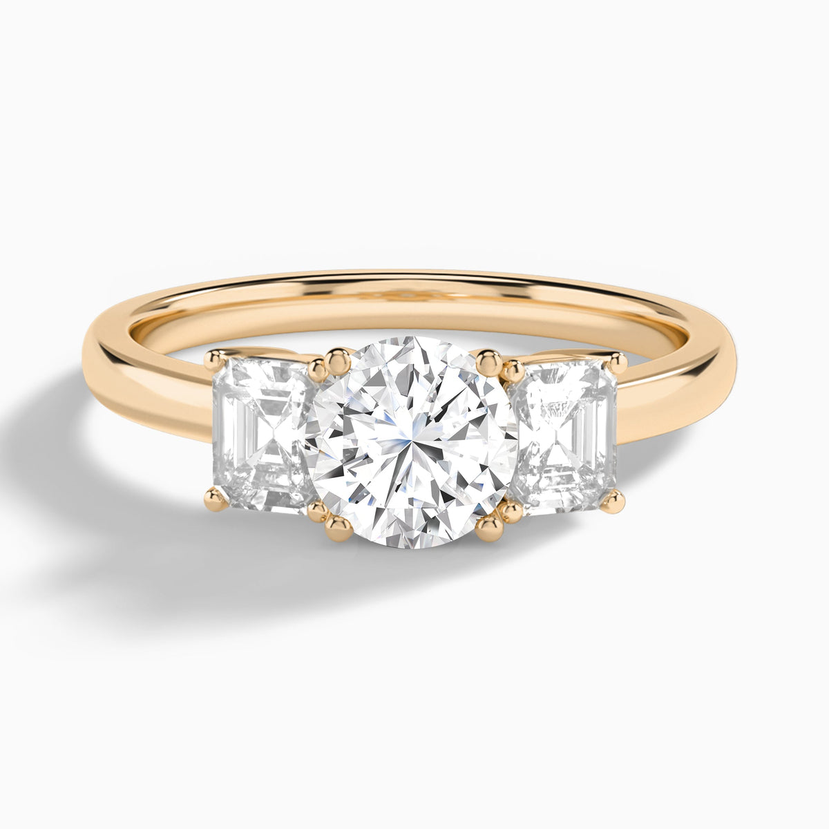 Round Luxe Hera Three Stone Lab Diamond Engagement Ring In 14K Rose Gold - Lucenjuri