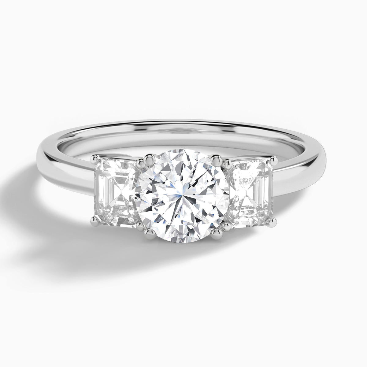 Round Luxe Hera Three Stone Lab Diamond Engagement Ring In 14K White Gold - Lucenjuri