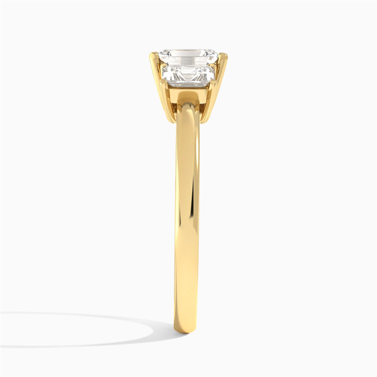Emerald Luxe Hera Three Stone Lab Diamond Engagement Ring In 18K Yellow Gold, Side View