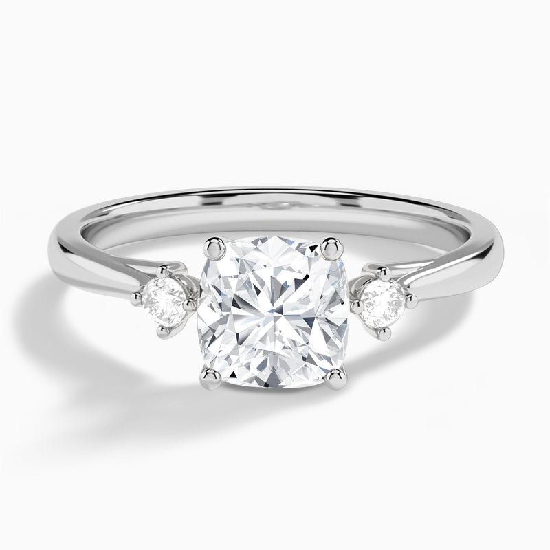 Cushion Floating Three Stone Lab Diamond Engagement Ring In Platinum - Lucenjuri