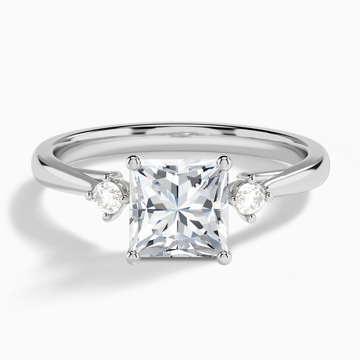 Princess Floating Three Stone Lab Diamond Engagement Ring In Platinum - Lucenjuri