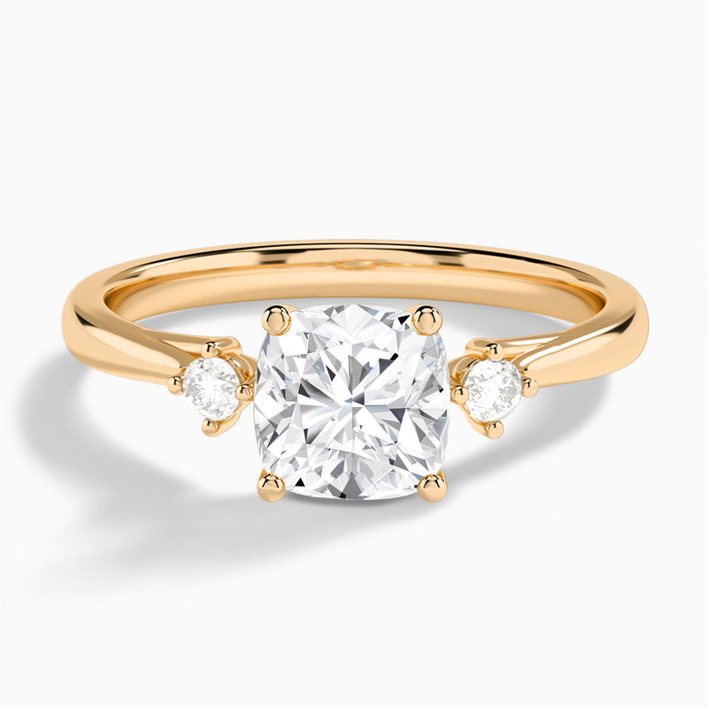 Cushion Floating Three Stone Lab Diamond Engagement Ring In 14K Rose Gold - Lucenjuri