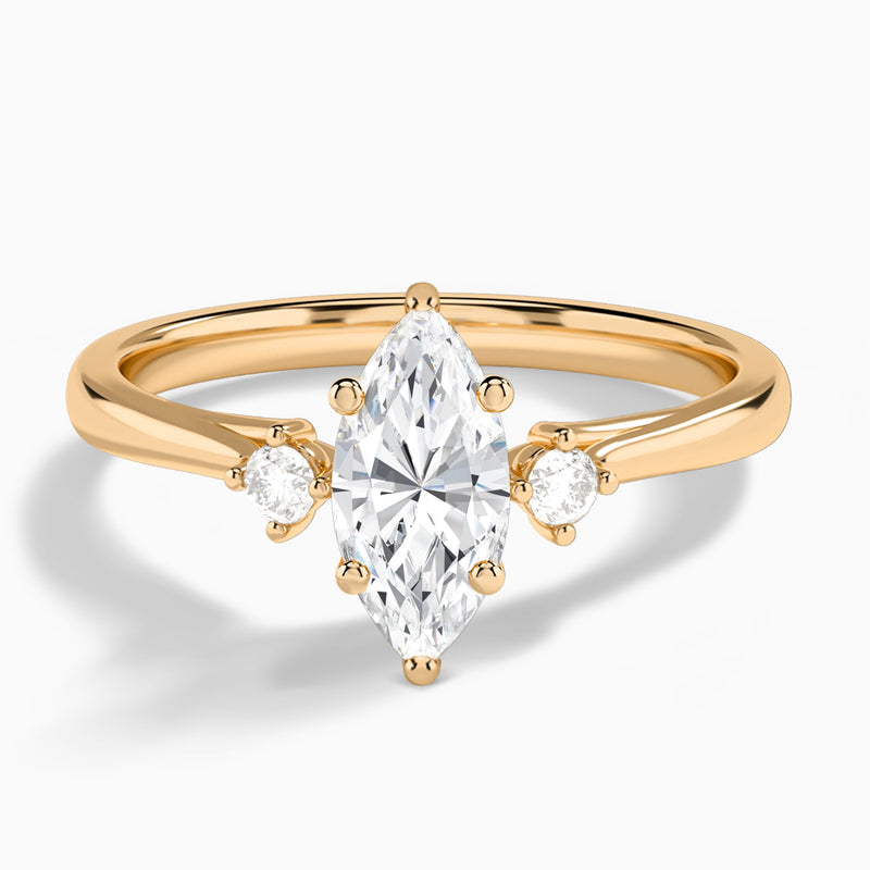 Marquise Floating Three Stone Lab Diamond Engagement Ring In 14K Rose Gold - Lucenjuri