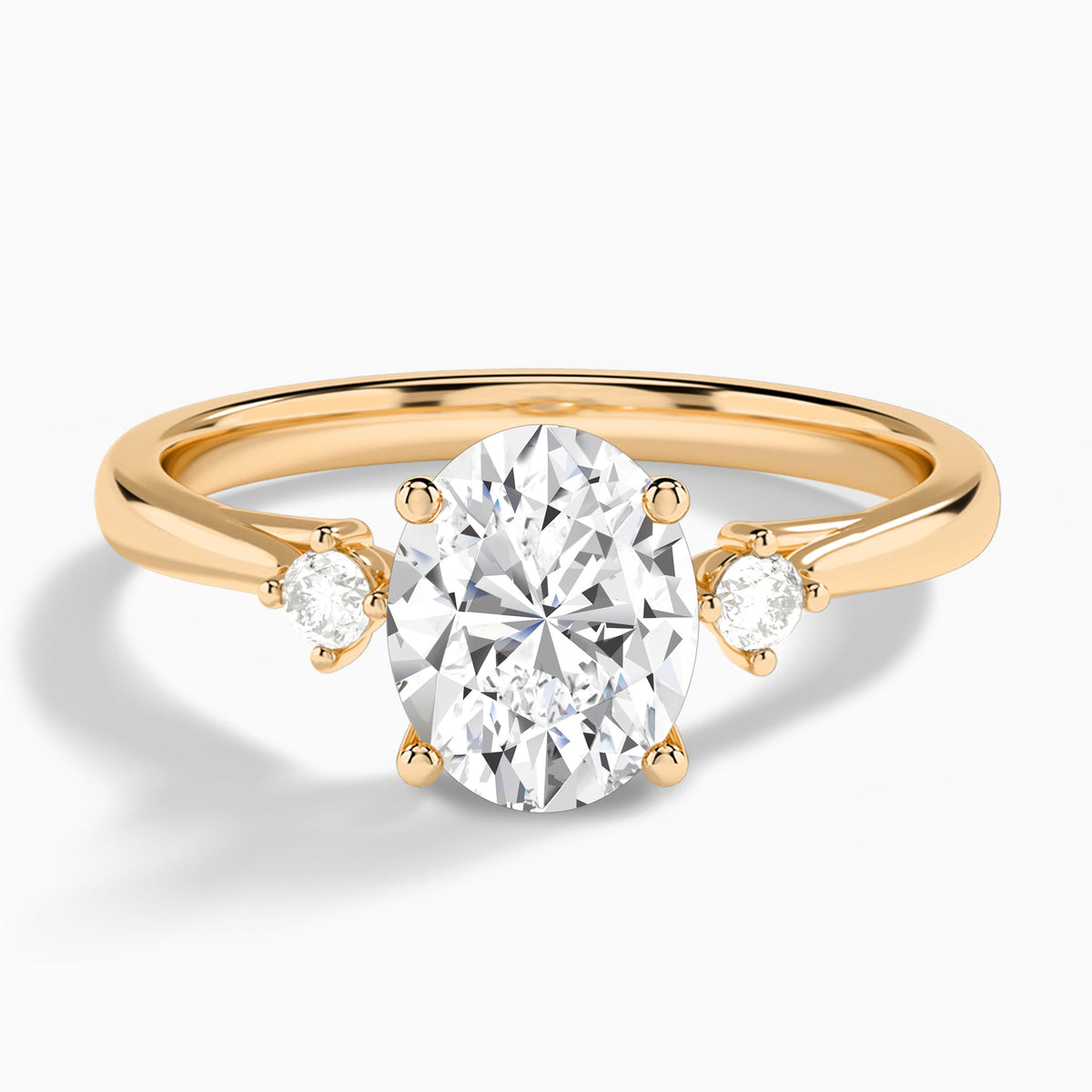 Oval Floating Three Stone Lab Diamond Engagement Ring In 14K Rose Gold - Lucenjuri