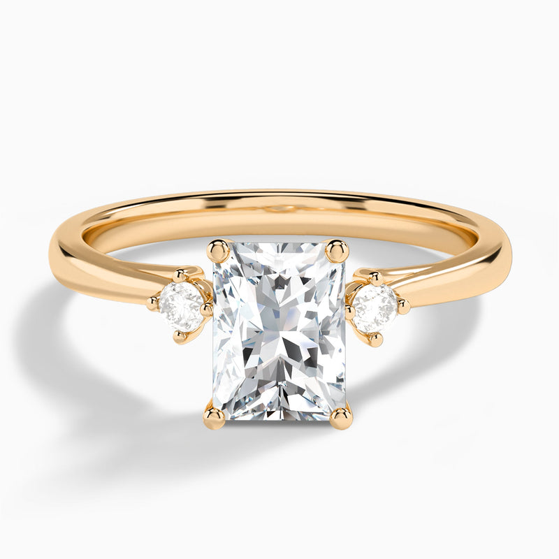 Radiant Floating Three Stone Lab Diamond Engagement Ring In 14K Rose Gold - Lucenjuri