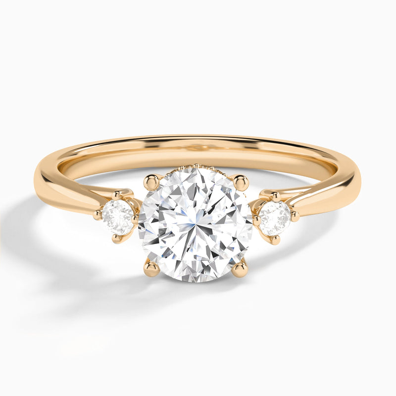 Round Floating Three Stone Lab Diamond Engagement Ring In 14K Rose Gold - Lucenjuri