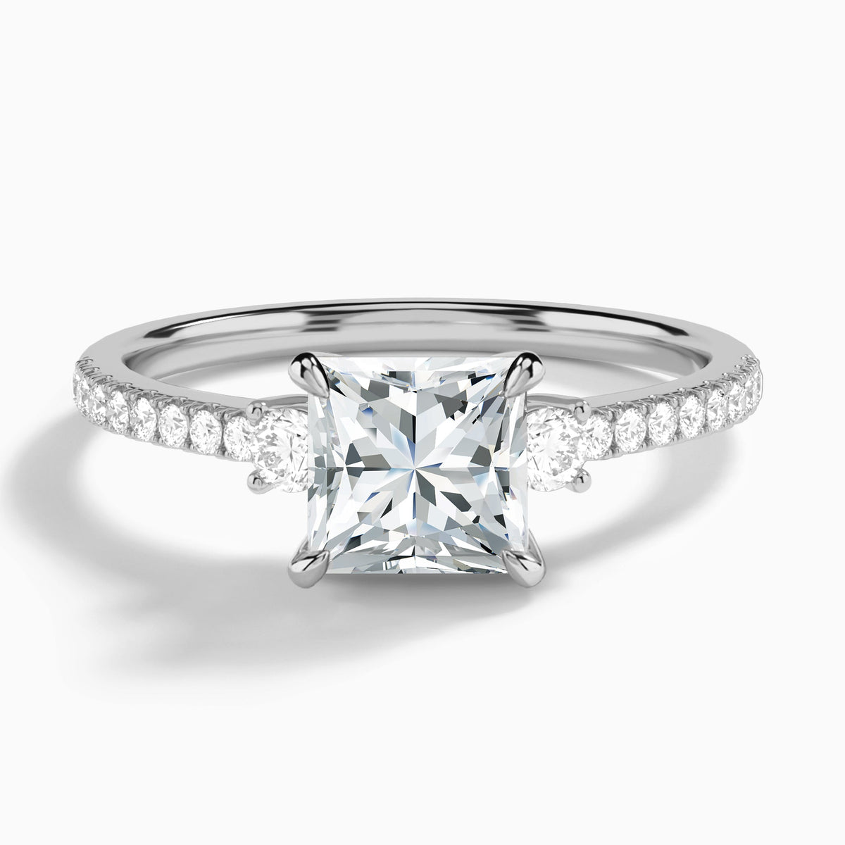 Princess Muse Three Stone Lab Grown Diamond Engagement Ring In Platinum - Lucenjuri