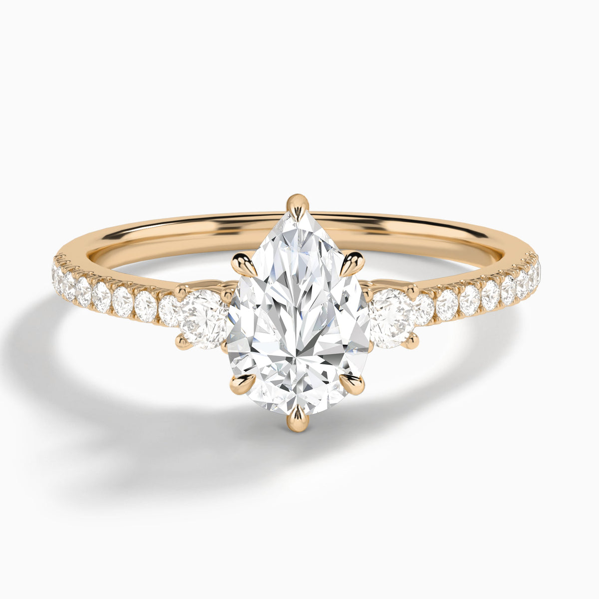 Pear Muse Three Stone Lab Diamond Engagement Ring In 14K Rose Gold - Lucenjuri