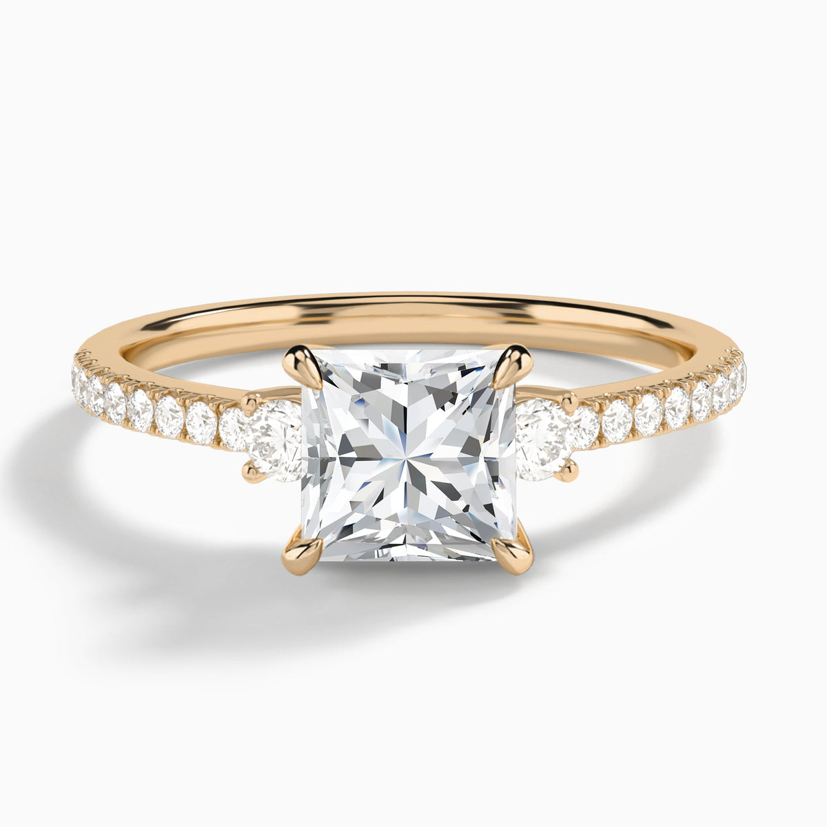 Princess Muse Three Stone Lab Diamond Engagement Ring In 14K Rose Gold - Lucenjuri