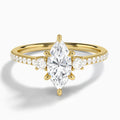 Marquise Muse Three Stone Lab Diamond Engagement Ring In 14K Yellow Gold - Lucenjuri