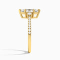 Marquise Muse Three Stone Lab Diamond Engagement Ring In 14K Yellow Gold, Side View