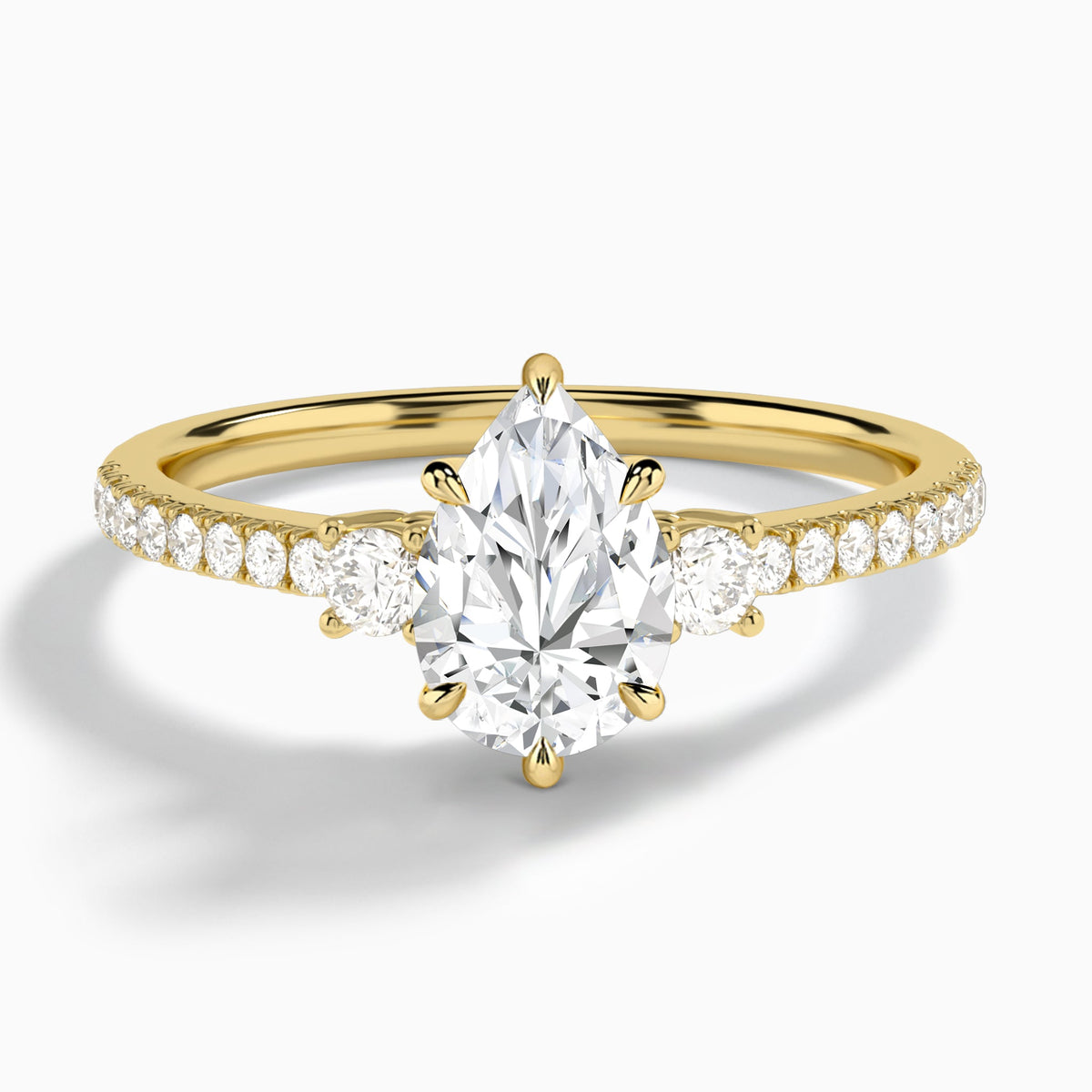 Pear Muse Three Stone Lab Diamond Engagement Ring In 18K Yellow Gold - Lucenjuri